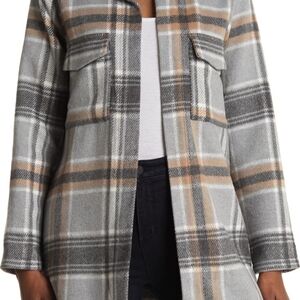 Mellody Plaid Gray and Tan Women's Round Hem Shacket